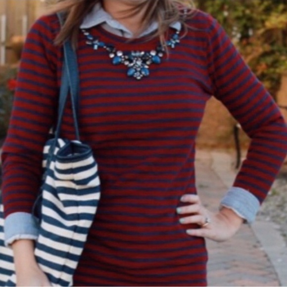 J. Crew Factory Jeweled Striped 3/4 sleeve - Picture 10 of 11